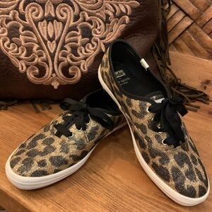 Keds x Kate Spade Leopard Glitter Sneakers - Black/Gold